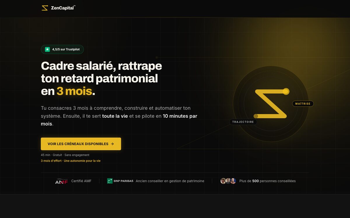 Site ZenCapital, versions ordinateur et mobile